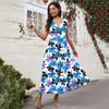 Women's Casual And Fashionable Floral Print V-Neck Sleeveless Dress Sleeveless Dress