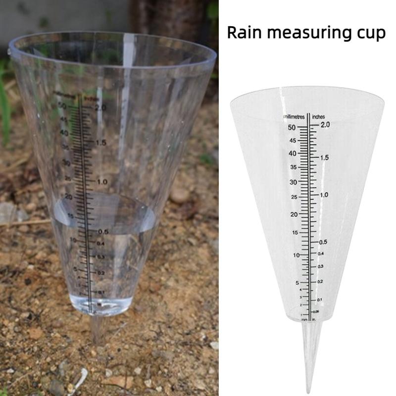 Conical Ground Insert Rain Gauge Transparent White Color Outdoor Gardening Tool