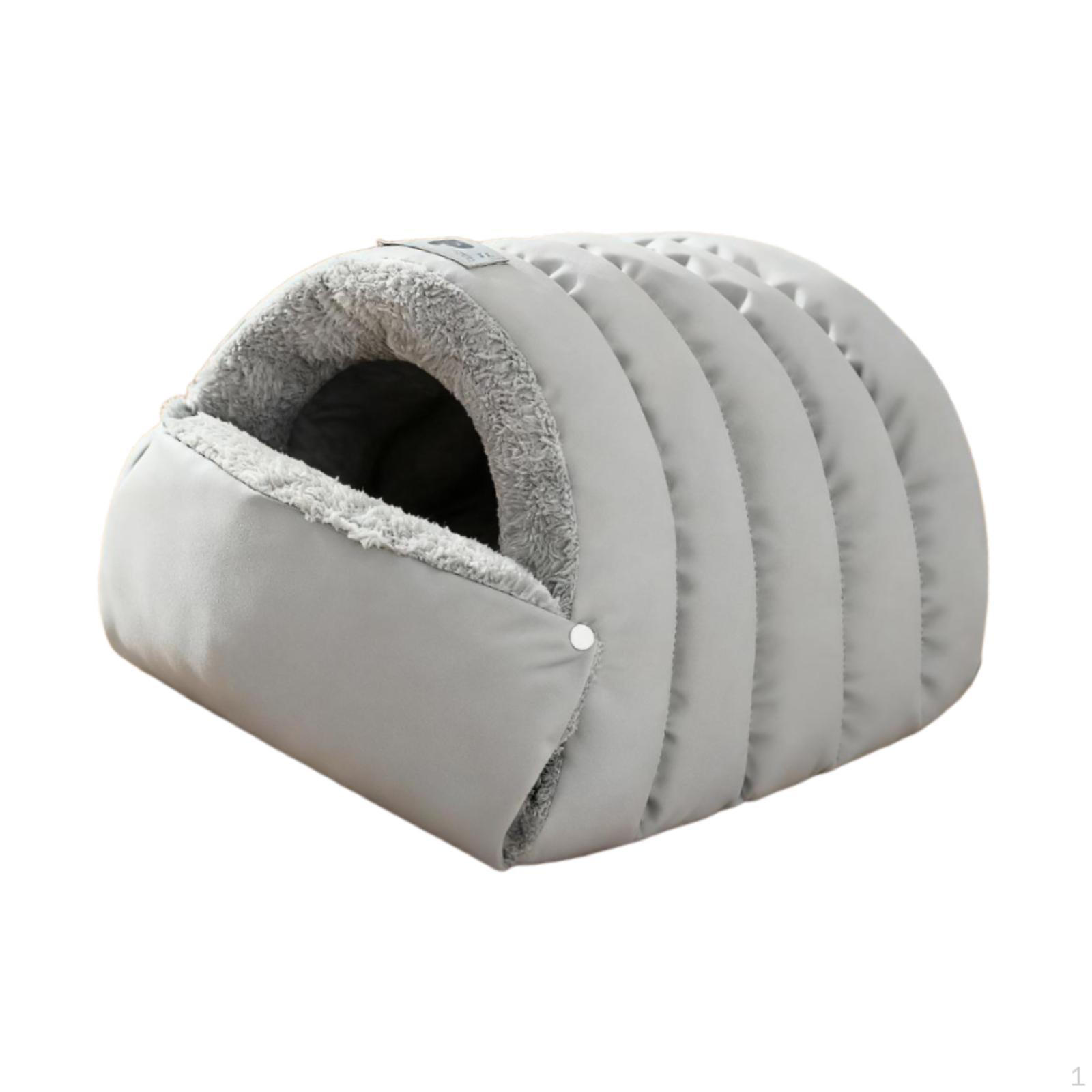 

Bed Cat Sleeping Bag Kennel Washable Non Slip Bottom Warming Pet Shelter Hideaway for Kittens Small gray S