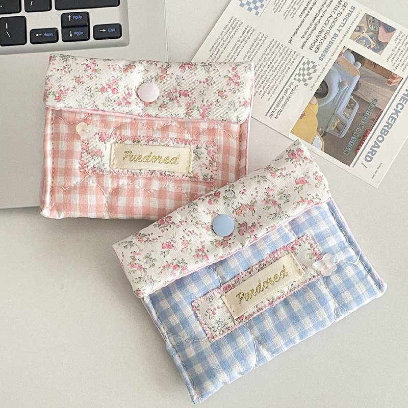 Cotton Flower Pattern Portable Storage Pouch For Daily Use And Travel