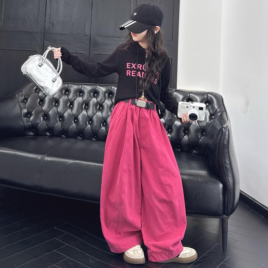 Herbst 2025 Mädchen Dopamin-Set: Stilvolles Langarmhemd & lässige Hose für große Mädchen