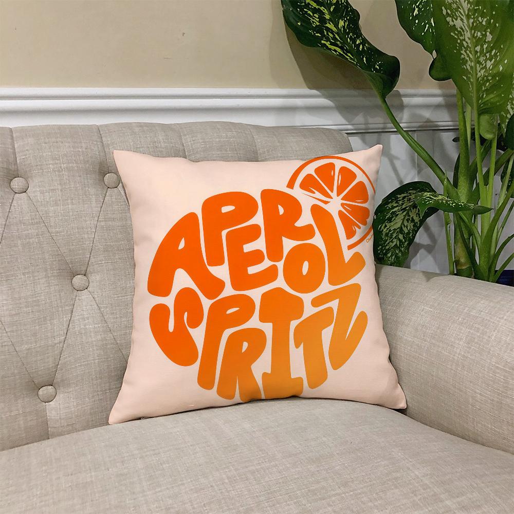 A-Aperol S-Spritz Logo Cushion Cover Square Sofa Cushion Cover Casual Skin-Friendly Comfortable Pillow Cover