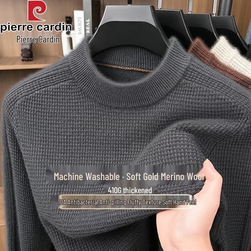Pierre Cardin Antimicrobial Machine-Washable Crewneck Wool Sweater
