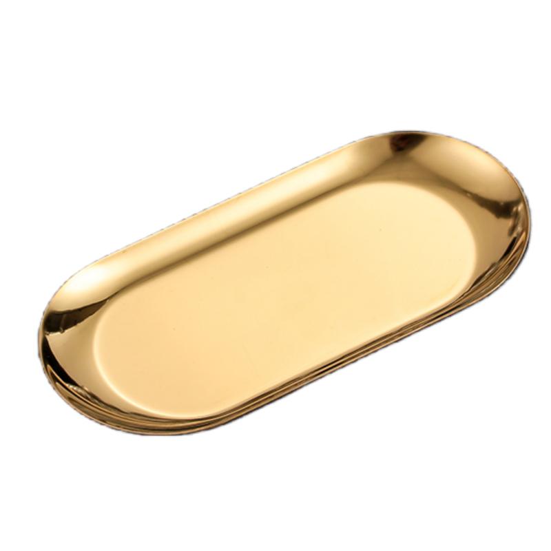 Stainless Steel Gold Dining Plate Dessert Plate Nut Fruit Cake Tray Snack Kitchen Plate Western Steak Kitchen Plate Dish