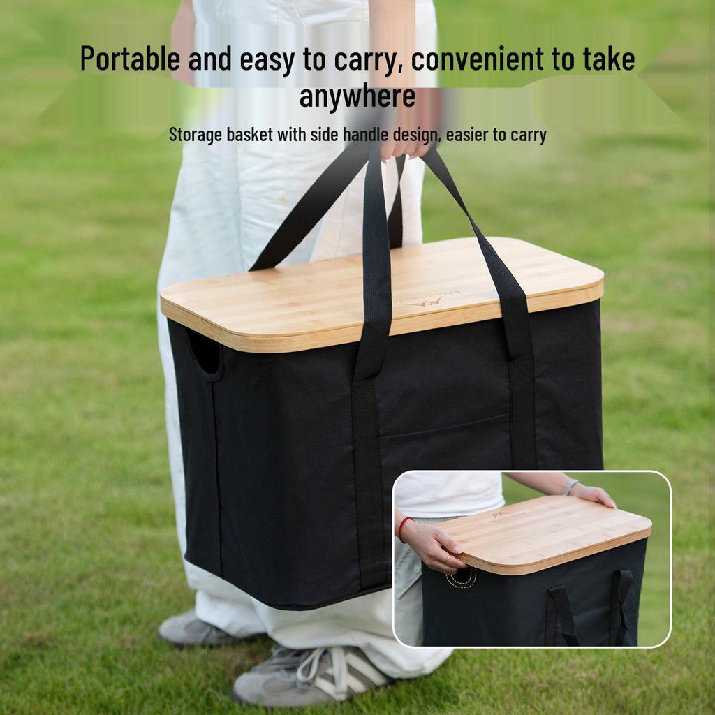 Mountain Guest Portable Camping Table & Storage Basket: Large Capacity Folding Box