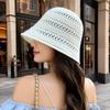Summer Hollow Bucket Hat Women's Knitted Bucket Sunscreen Hat Woven Basin Hat Fashion Visor Versatile Sun Hat
