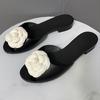 2025 Spring/Summer New Beach Vacation One Word Open Toed Flat Bottom Outerwear Camellia Slippers for Women