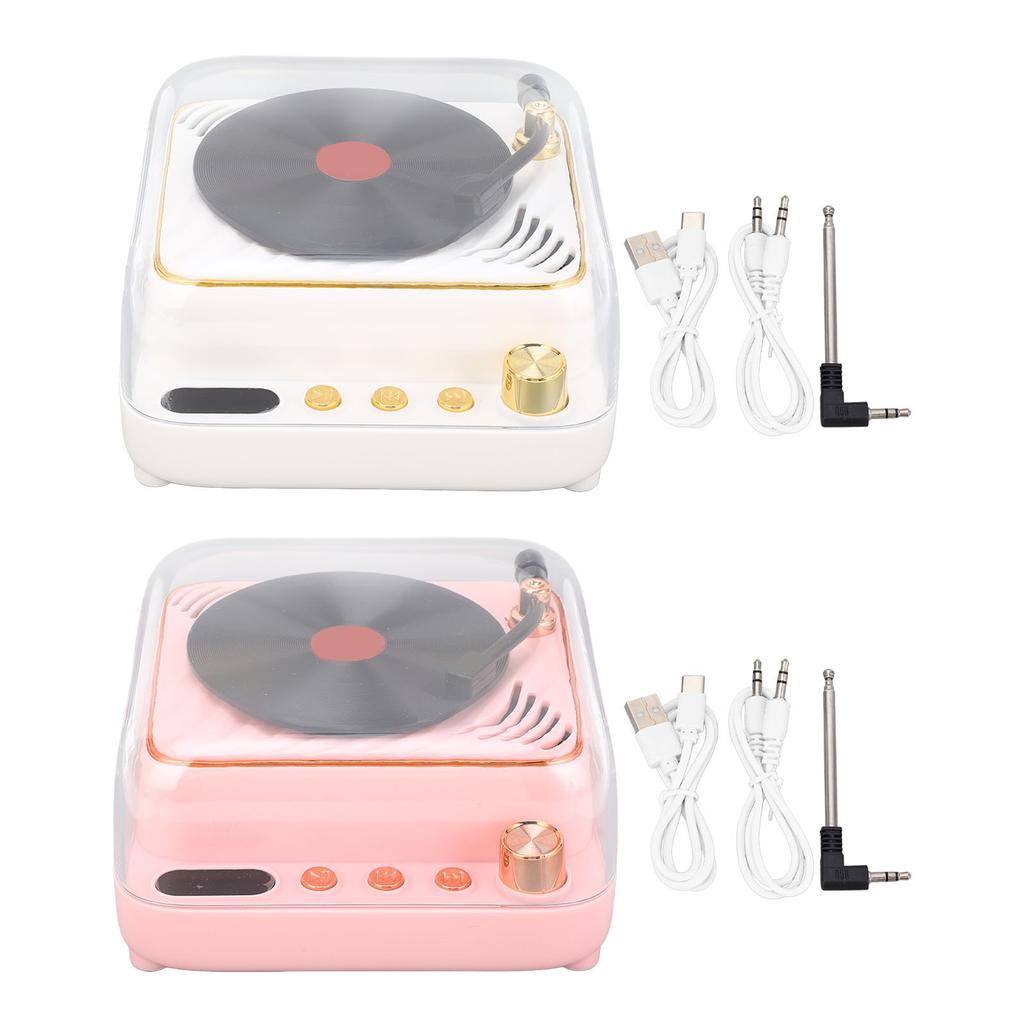 BT Speaker Retro Record Player Shaped Decorative Speaker for Bedroom Bedroom Gift 3.7V