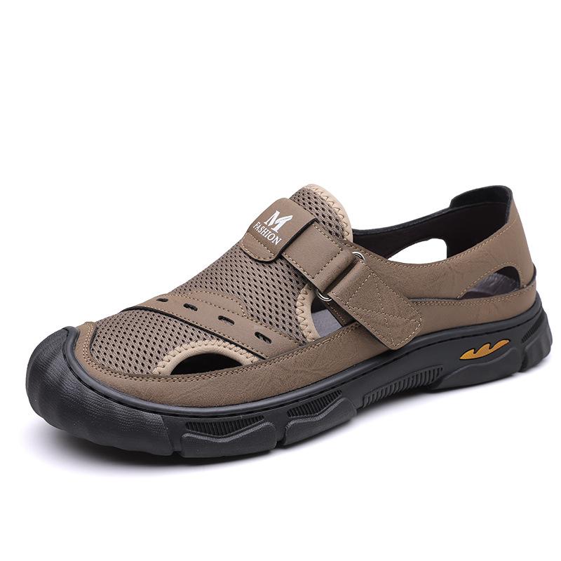 Sandals men's trendy 2025 summer new breathable bag head mesh shoes men's casual versatile soft-soled hollow shoes