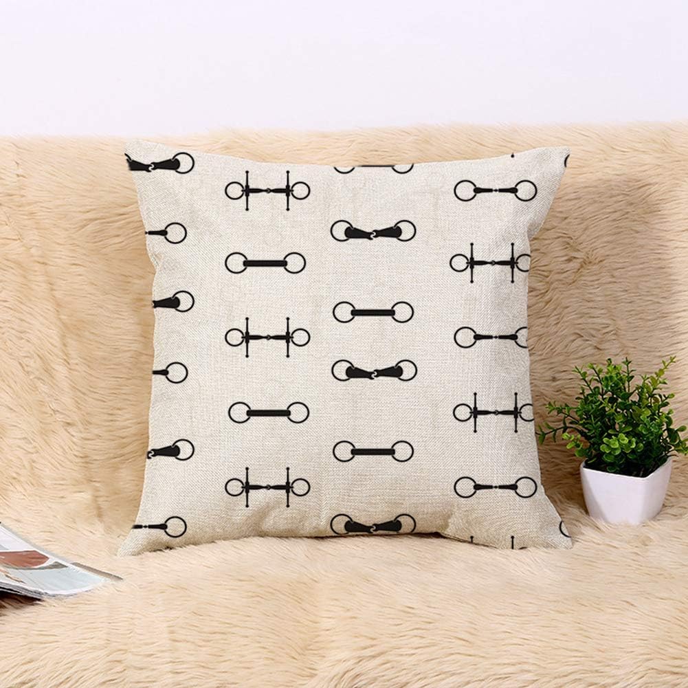 Flax Throw Pillow Cover Equestrian Vintage Equine Saddles and Bits Perfect Horseriding Horse 20x20 Inches Pillowcase Home Decor Square Cotton Linen