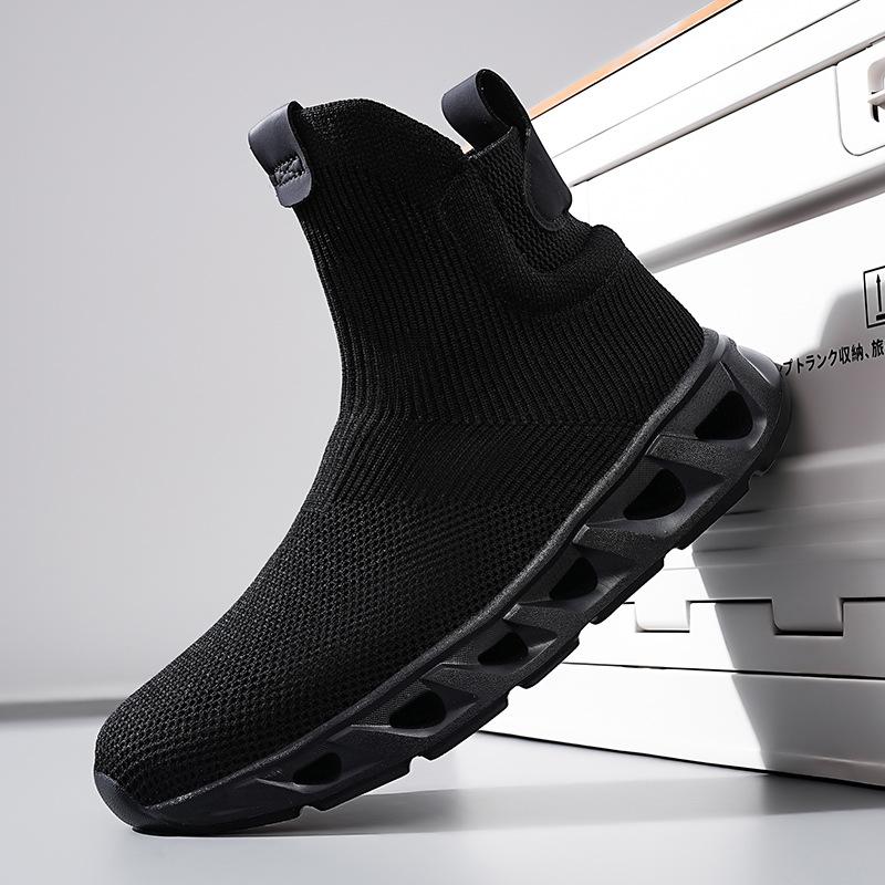 Large size 48 men's shoes mesh breathable casual shoes trendy men thick soles increase height lightweight one-pedal lazy shoes