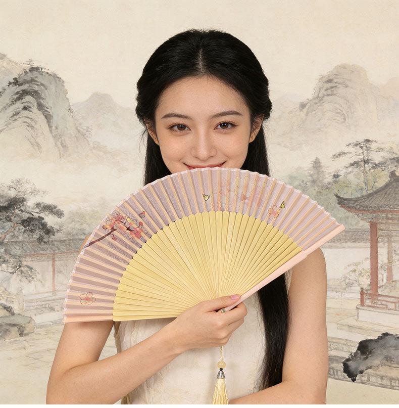 Portable Chinese Qipao Dance Fan: Small, Carry-On, Hollowed-Out Folding Design