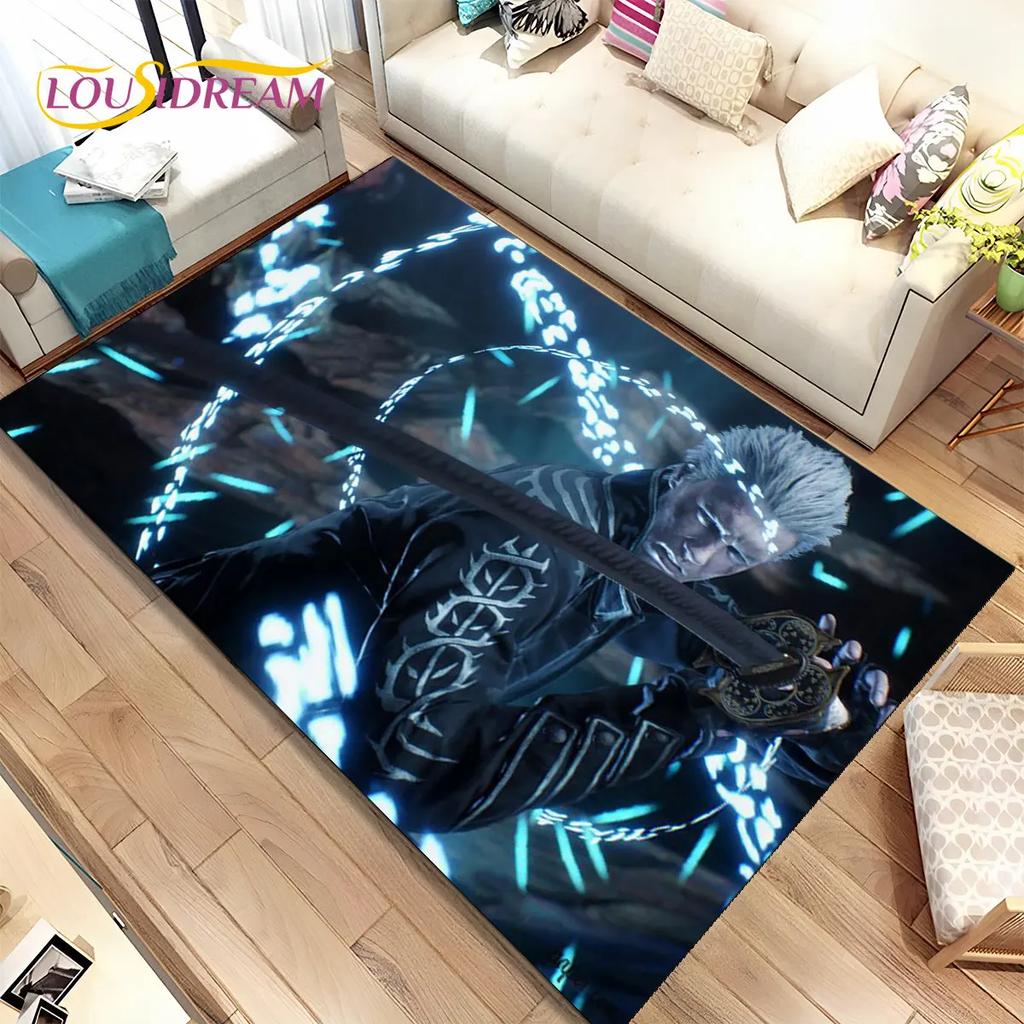 Tapis de jeu 3D HD D-Devil May Cry DMC, Tapis de sol pour salon, chambre à coucher, canapé, paillasson décoratif, tapis de sol antidérapant pour enfants