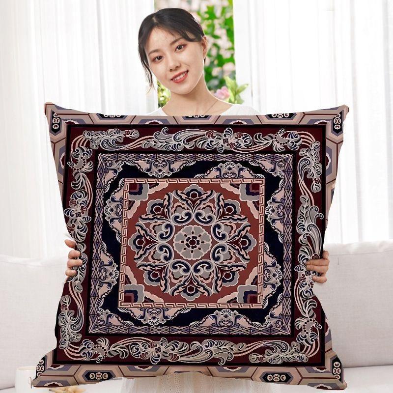 Double-Sided Bohemian Print Ethnic Style Pillow Cover Sofa Living Room Cushion Cover Geometric Pillow Square Pillowcase