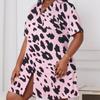 Dámská letní klopa Cardigan Noční košile s leopardím vzorem Pyžamo s krátkým rukávem