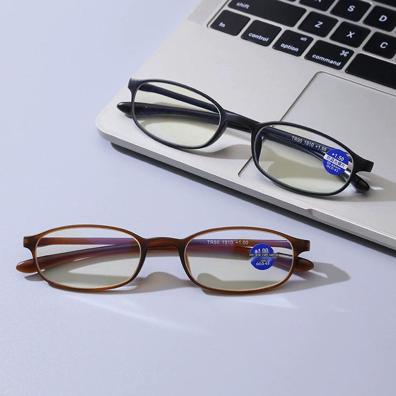 2026 Ultra-Light TR90 Frosted Full Frame Anti-Blue Light Reading Glasses with Resin Lenses, Model 1910 HD.