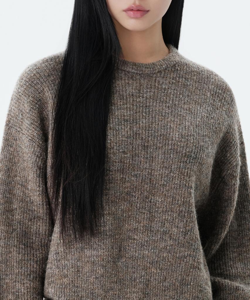 MUSINSA STANDARD WOMAN Women'S Multi Melange Crew Neck Knit [Mocha Brown]