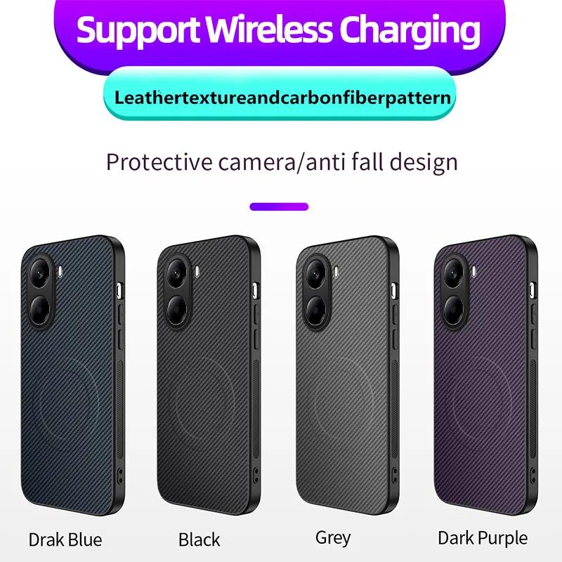 Anti-Drop Carbon Fiber Silicone Soft Phone Case For Poco X7 X6 Pro Magnetic Wireless Charging Lens Protection Back Cover Cases
