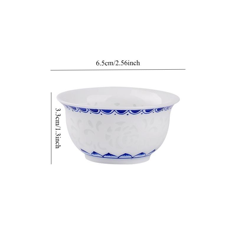 Hand drawn blue and white exquisite tea cup hollowed out ceramic Kung Fu single cup tea set teacup