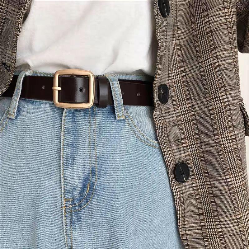 Simple Stylish And Ladies Korean Version Pu Leather Belt For Vintage Fashion Denim