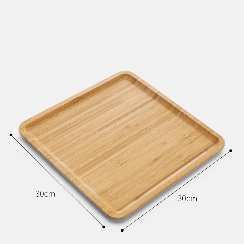 Bamboo Wooden Storage Tray Square Tea Coffee Cup Tray Breakfast Dinner Plate Bread Fruit Cake Food Serving Tray On Sale