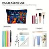 Whimsical Vibrant Bohemian Cat Pattern Makeup Bag Multifunctional Travel Toiletry Organizer Lightweight with Zipper Cosmetic Bag