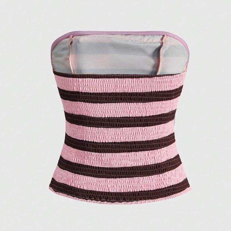 Strawberry Chocolate Contrast Color Strapless Cute Sleeveless Vest for Women
