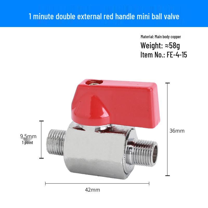 Super Short Mini Brass Ball Valve, 1/8" - 1/2" Thickened Male & Female Valve Switch