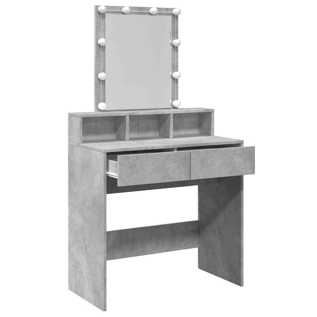 Makeup Table with LED Lighting Concrete Grey 80 x 41 x 144.5 cm