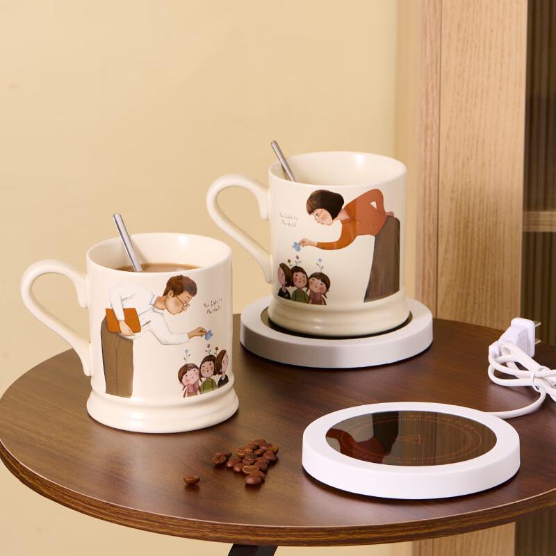 Bai Zi En Creative Ceramic Mug Gift Set with Lid and Coaster
