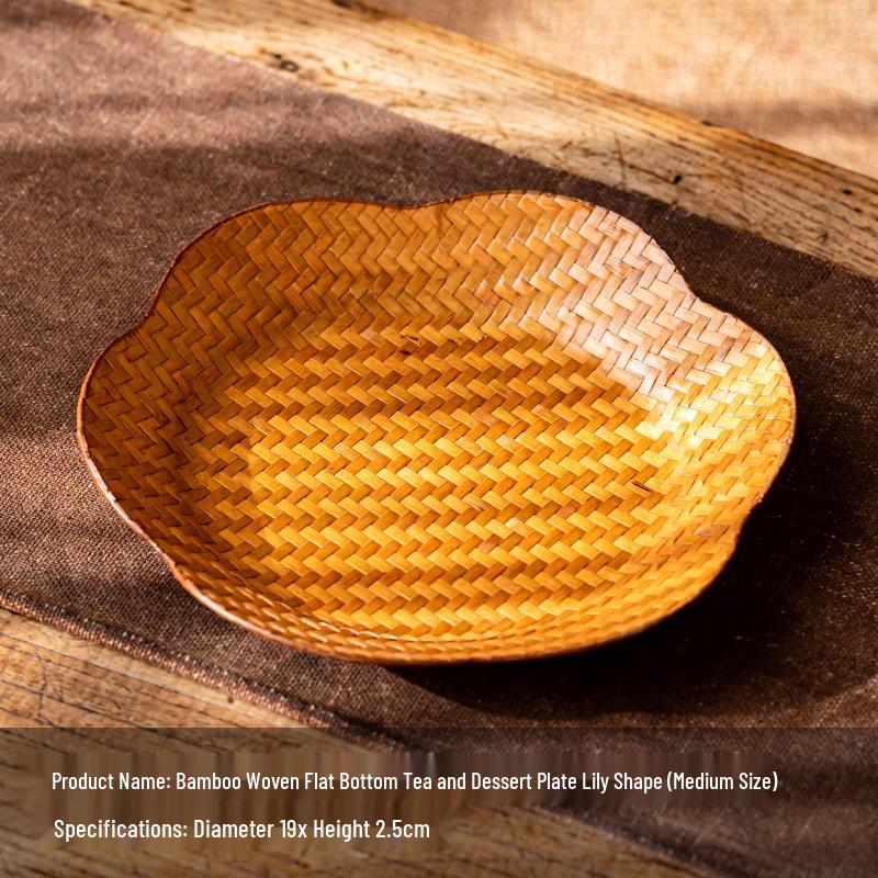 Song Style Bamboo Woven Small Snack Tray: Chinese Tea, Fruit Plate, Wedding Ornament