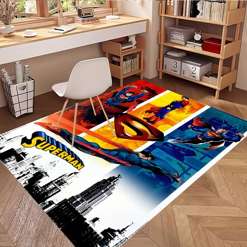 Superman Print Rug, Washable Floor Carpet, For Entryway Dorm Laundry Room Office Study, Home Decor Birthday Christmas Gift