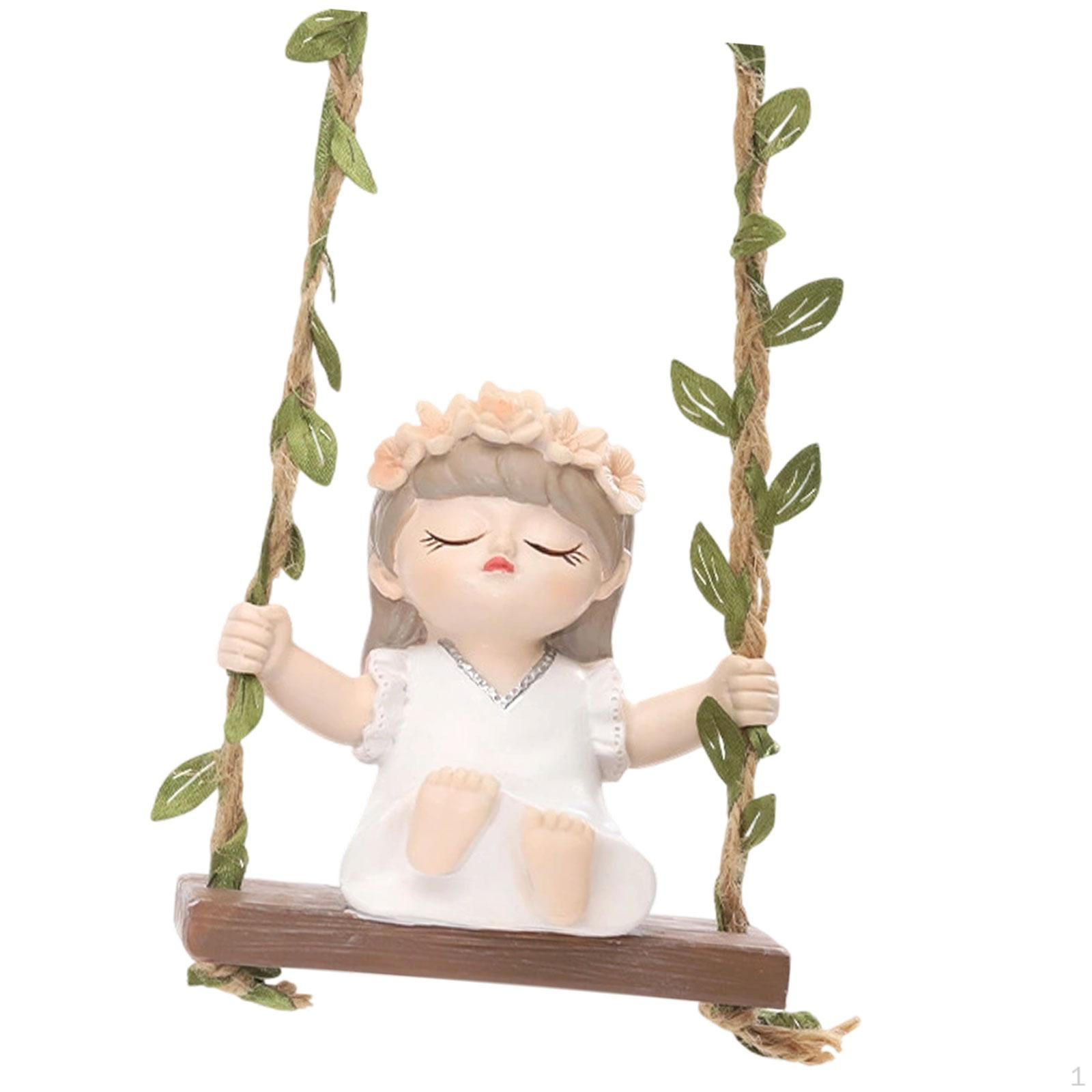 

Девочка сидит на качелях, садовая статуя, гамак, декоративный домашний декор, подвесная фигурка для дорожки белый