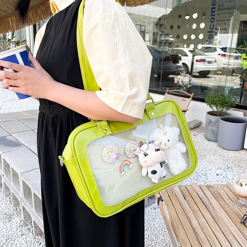 Japanese jk uniform bag cute casual transparent soft girl girl student shoulder pain bag baby bag portable messenger bag