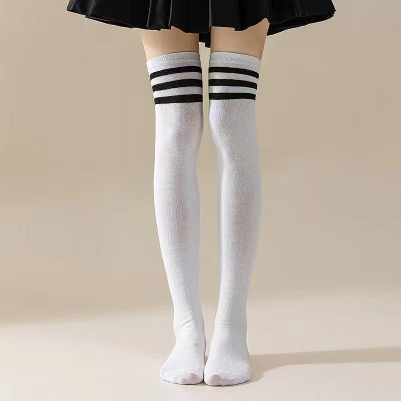 Thigh High Socks For Women Goth Cute Kawaii Striped Over The Knee Socks Cotton Long Tall Knee High Stockings