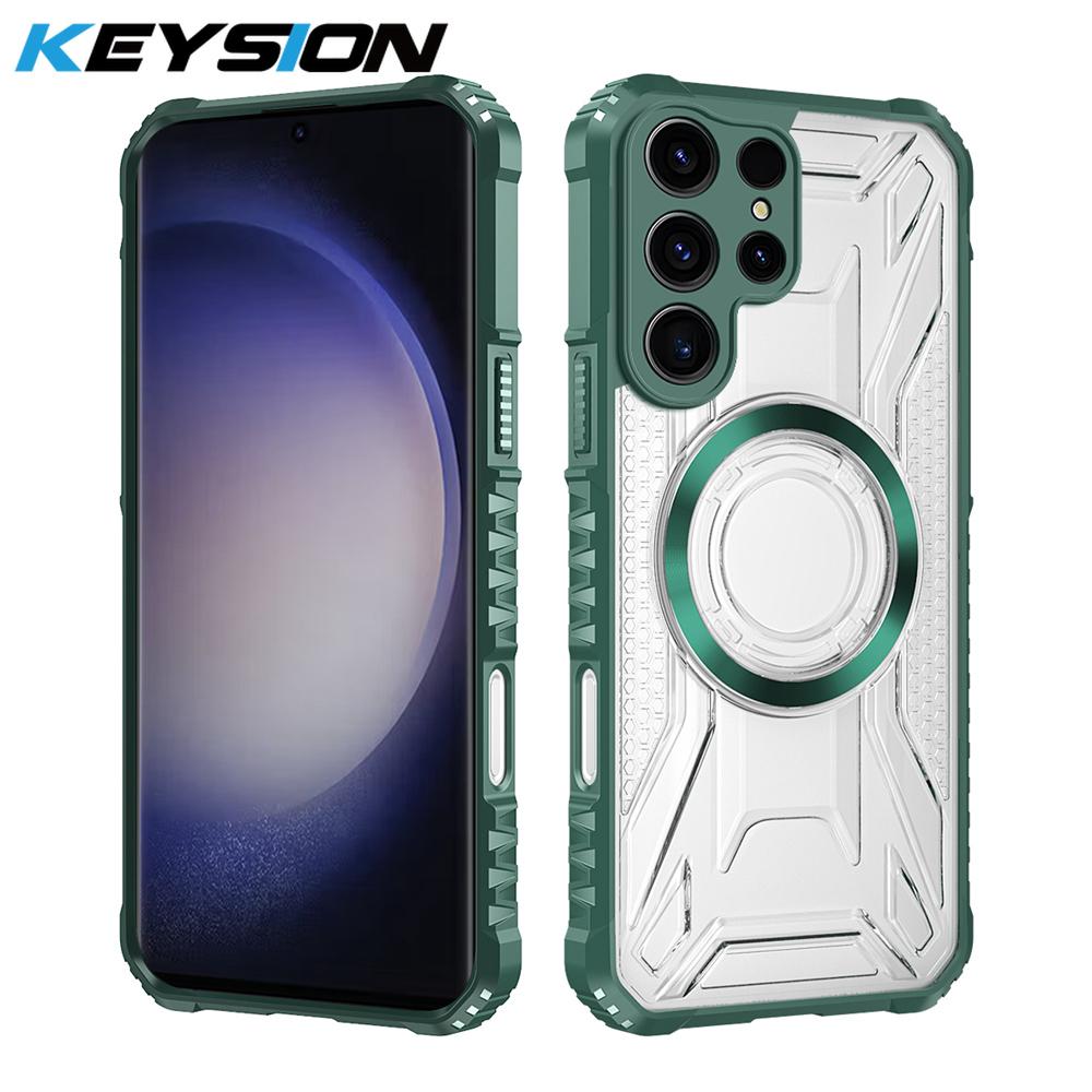 KEYSION Husă Magnetică Transparentă pentru Samsung S22 S23 Ultra 5G S23+ Husă Spate Telefon Antishock pentru pentru Galaxy S23 S21 S20 FE 5G