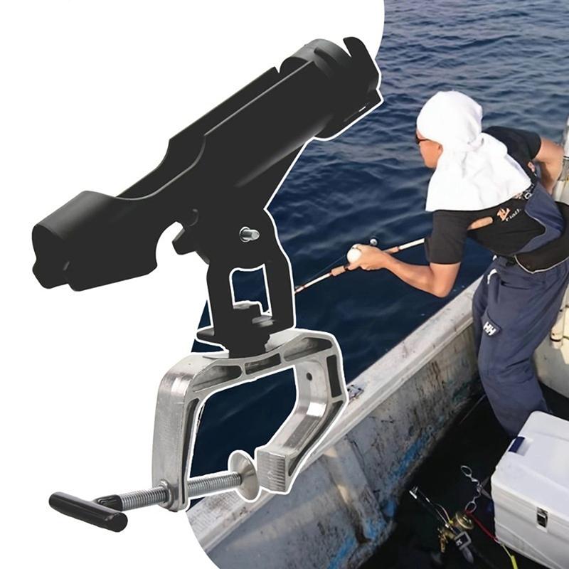 360° Nastavitelný držák rybářského prutu s velkým otvorem svorky, multifunkční držák prutu na loď, montáž na zábradlí pro jachty, kajaky