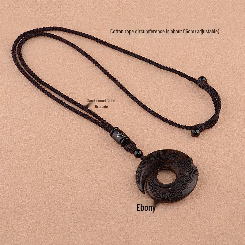 Collana Pendente Legno di Sandalo Etnico Retro di Alta Gamma: Catena per Maglione Versatile per Coppie