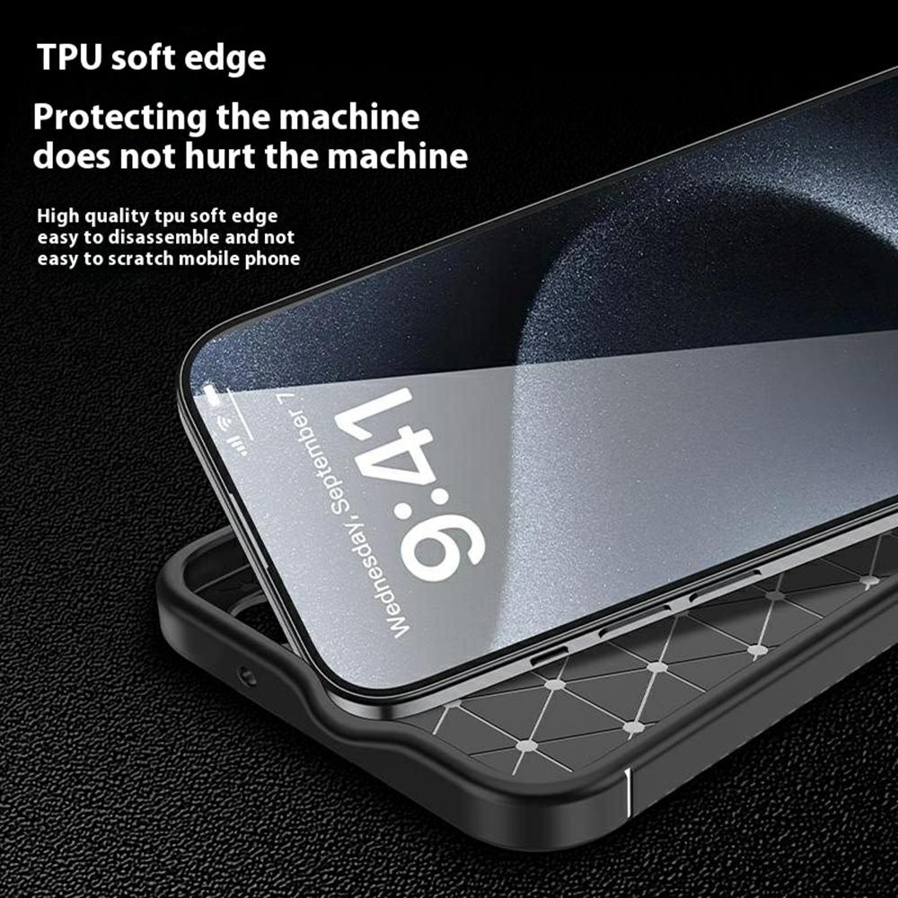 For iPhone 16 Case Carbon Fiber Texture TPU Phone Cover Heat Dissipation