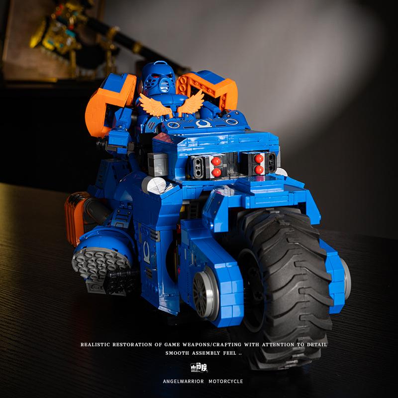 JD124 Blue Mecha Battle Hammer Building Blocks Motorcycle – Educational DIY Model Toy for Boys
