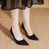 Kollisionssicherer Metall-Spitz zulaufender Stiletto-Einzel-Schuh Herbst Neu Flach zum Hineinschlüpfen Rutschfest Hohe Absätze