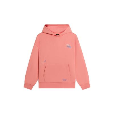 Li Ning Sports Lifestyle Serie Kleines Logo Kängurutasche Kapuzenpullover Langarm Sweatshirt Unisex Sweatshirt Pfirsich-Orange AWDSF73-5