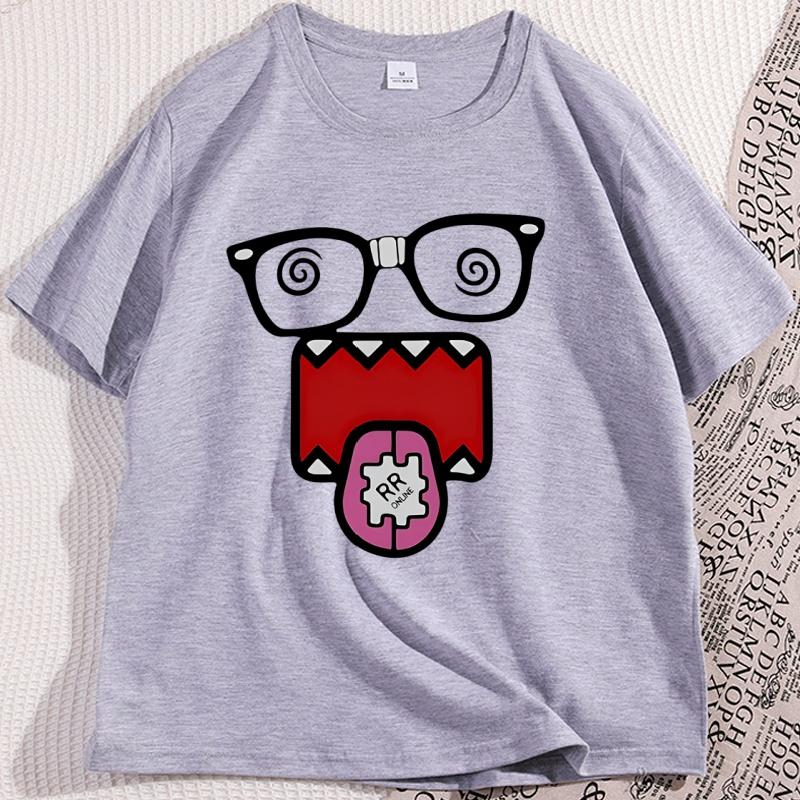 Domo Kun Tshirt for Men Women Vintage Funny Graphic Tees Cute Cotton Short Sleeve T Shirt Streetwear Man Clothing Loose Tops