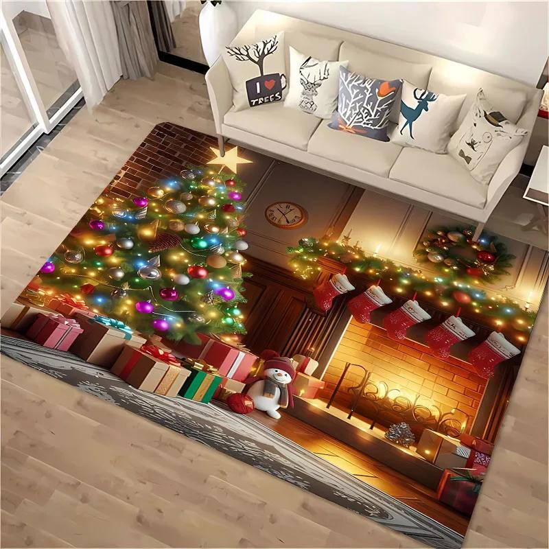 Warmful Christmas Dog Area Carpet, Rug for Living Room Bedroom Sofa Kitchen Doormat Decor,Kid's Non-slip Floor Mat New Year Gift