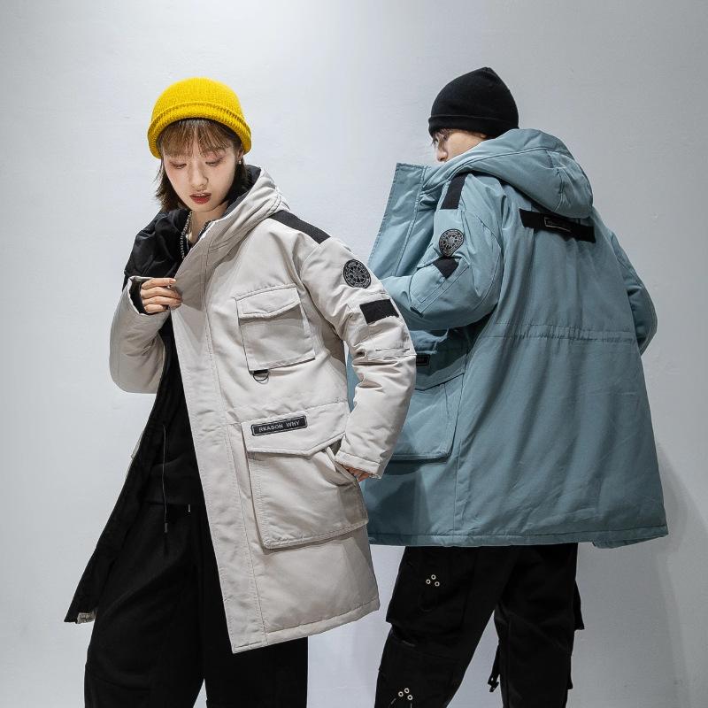 2025 New Men's Down Jacket Workwear Couple Thickened Warm Multi-Pocket Hooded Winter Clothes Men's and Women's Trend