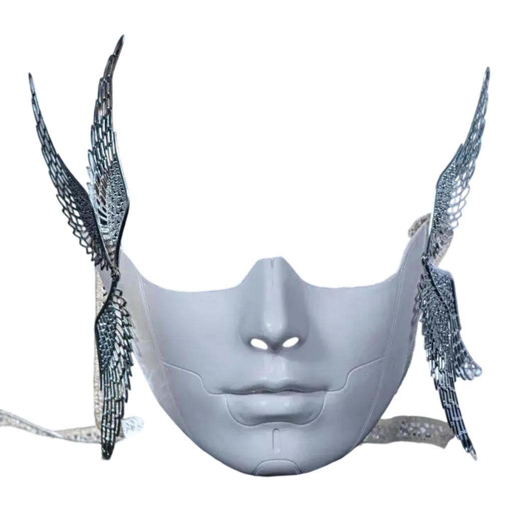Halloween Mask with Wing Half Face Mask Mechanical Mask For Women Men Halloween Masquerade Halloween Cosplay Accessories