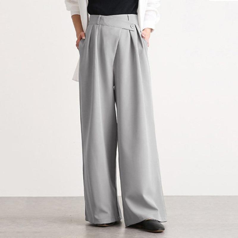 

Women s Black High Waist Wide Leg Pants Pleated Flowy Casual Office Trousers S сірий колір