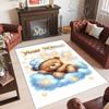 Teddy Bear Theme Crystal Velvet Rug Personalized Custom Name Text Soft Floor Mat Home Decor