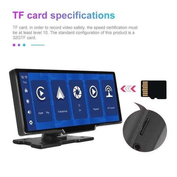 HD 9.3" Screen Portable DashCam Suppport Rear Camera Built In Camera Supports Wireless ćar-Pláy&Android Auto/ Voice Control