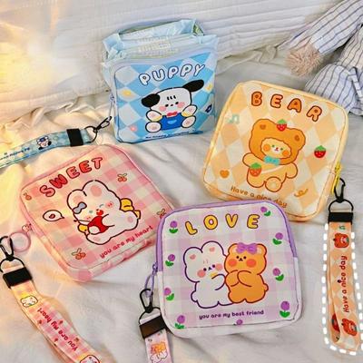 Women Cute Cosmetic Makeup Tampon Bear Rabbiti Napkin Pouch Storage Bag Coin Purse Sanitary Bag Mini Data Cables Organizer Bags